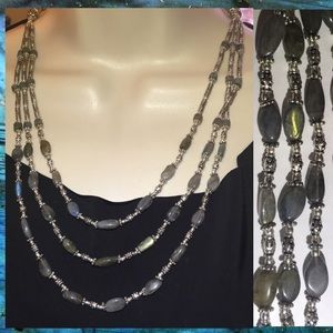 Labradorite Beaded Draping Statement BIB Necklace